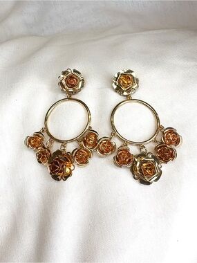 Rose Gold Rose Chandelier Lightweight Earrings